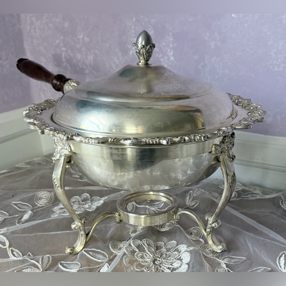 4 separate pieces of Silver plated Fondue Dish